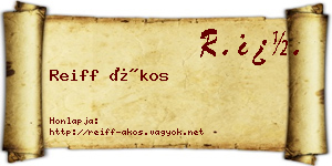 Reiff Ákos névjegykártya